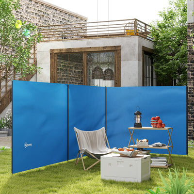 Outsunny 5 Pole Camping Windbreaks, Beach Wind Shield Shelter with Carry Bag and Steel Poles, Outdoor Caravan Privacy Shield, 540cm x 150cm, Blue 