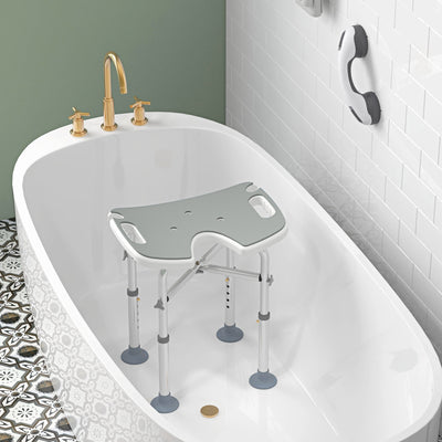 HOMCOM 39-51.5cm 'U' Seat Padded Shower Stool - Grey 
