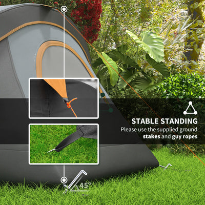 Outsunny 5-6 Man Dome Camping Tent Hiking Shelter UV Protection 3000mm Water Resistant Tunnel Tent - Multicolor 