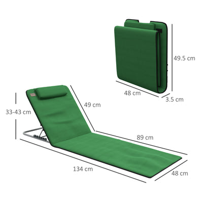 Outsunny Set of Two Metal Frame Beach Chairs, with Reclining Backs - Green 