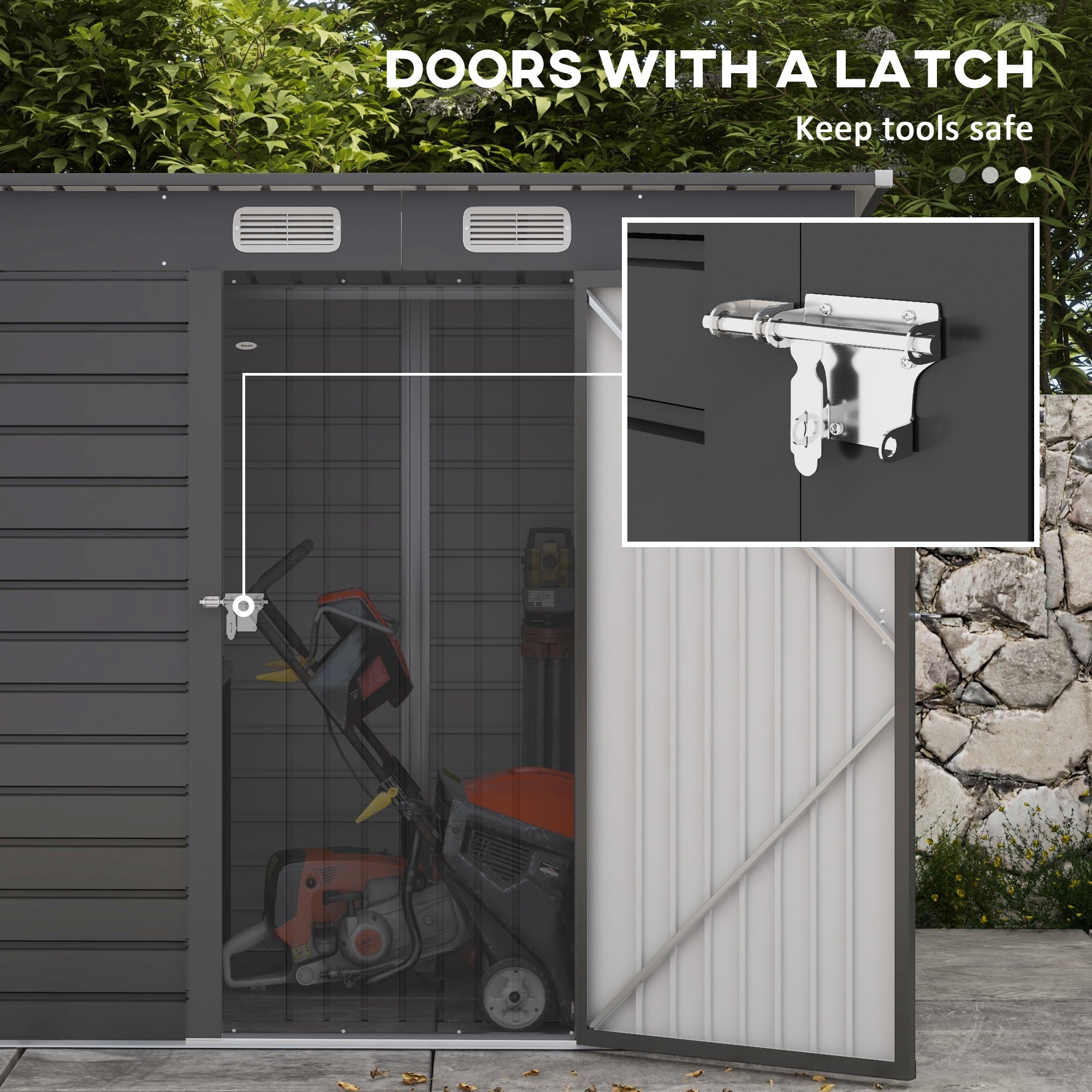 Outsunny 4 x 6ft Galvanised Metal Garden Shed, with Locking Door - Grey 