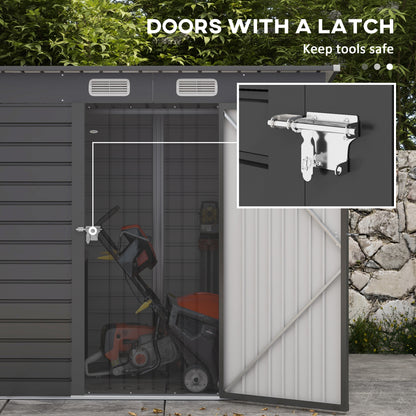 Outsunny 4 x 6ft Galvanised Metal Garden Shed, with Locking Door - Grey 