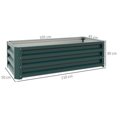 Outsunny Steel Raised Beds for Garden, Outdoor Planter Box, Set of 2, for Flowers, Herbs and Vegetables, Green 
