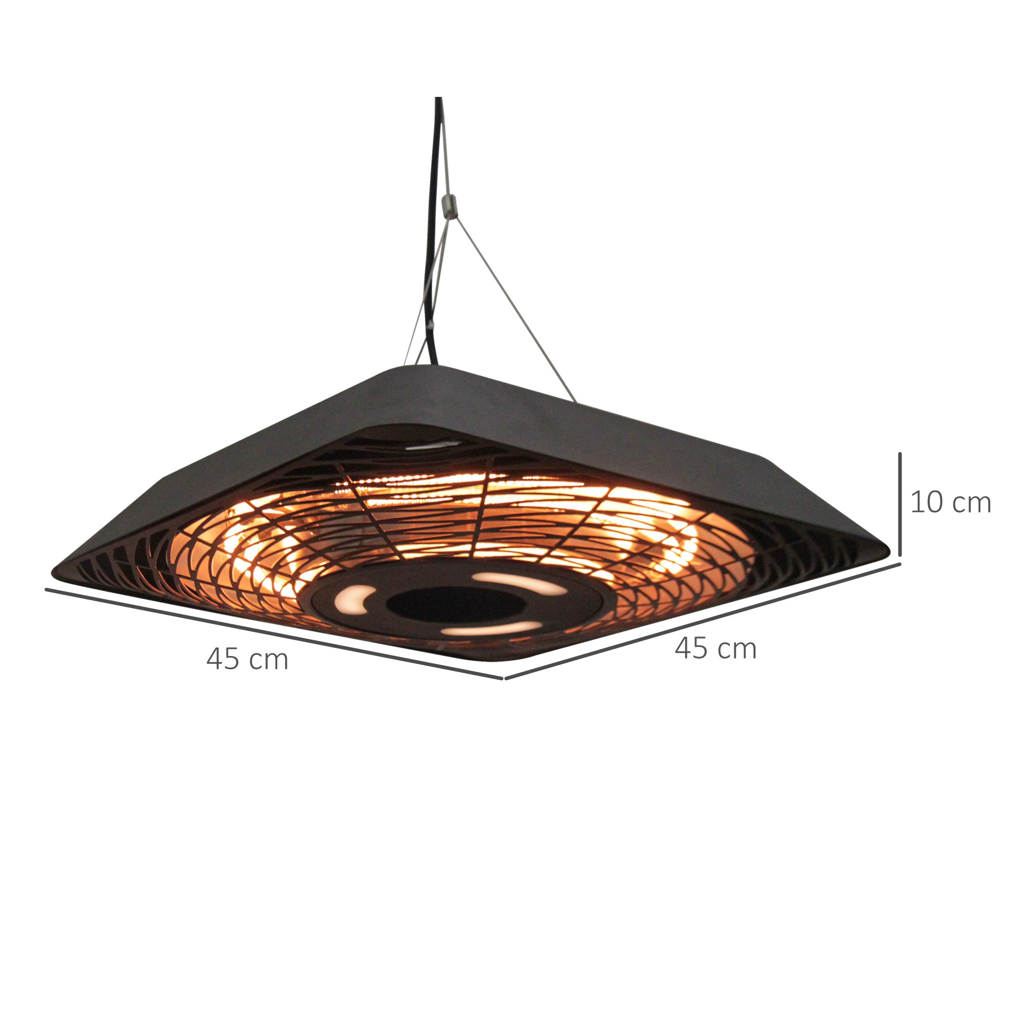 Outsunny 2000W Electric Hanging Patio Heater Ceiling Mounted Halogen Heating Indoor Outdoor with Remote Control Aluminium 