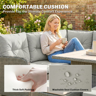 Outsunny 6 Pieces Outdoor PE Rattan Garden Furniture, Patio Wicker Sectional Conversation Corner Sofa 