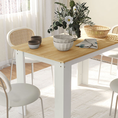 HOMCOM Dining Table for 4-6 People, Kitchen Table with Wood Effect for Dining Room, Oak and White 