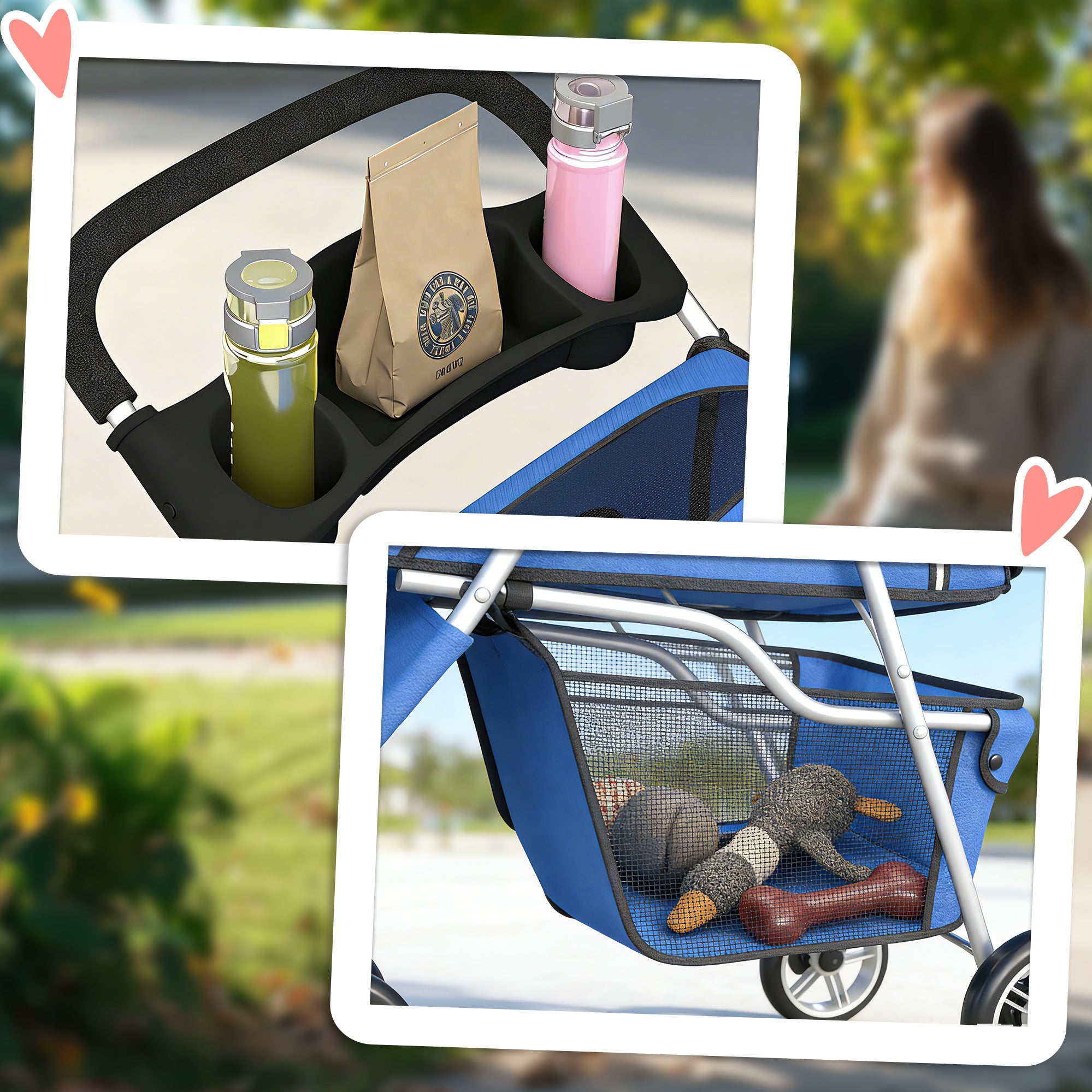 PawHut 3 Wheel Pet Stroller for Small and Miniature Dogs, Blue 
