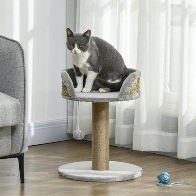 PawHut Cat Tree Tower with Scratching Posts, Grey 