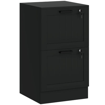 HOMCOM 2 Drawer Filing Cabinet with Lock, Office Storage Cabinet with Adjustable Hanging Bars for A4 Letter Size Files, Black 