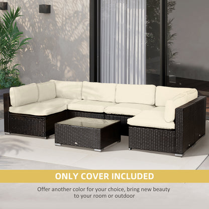 Outsunny Garden Rattan Sofa Cushion Polyester Cover Replacement Outdoor- No Cushion Included Beige 