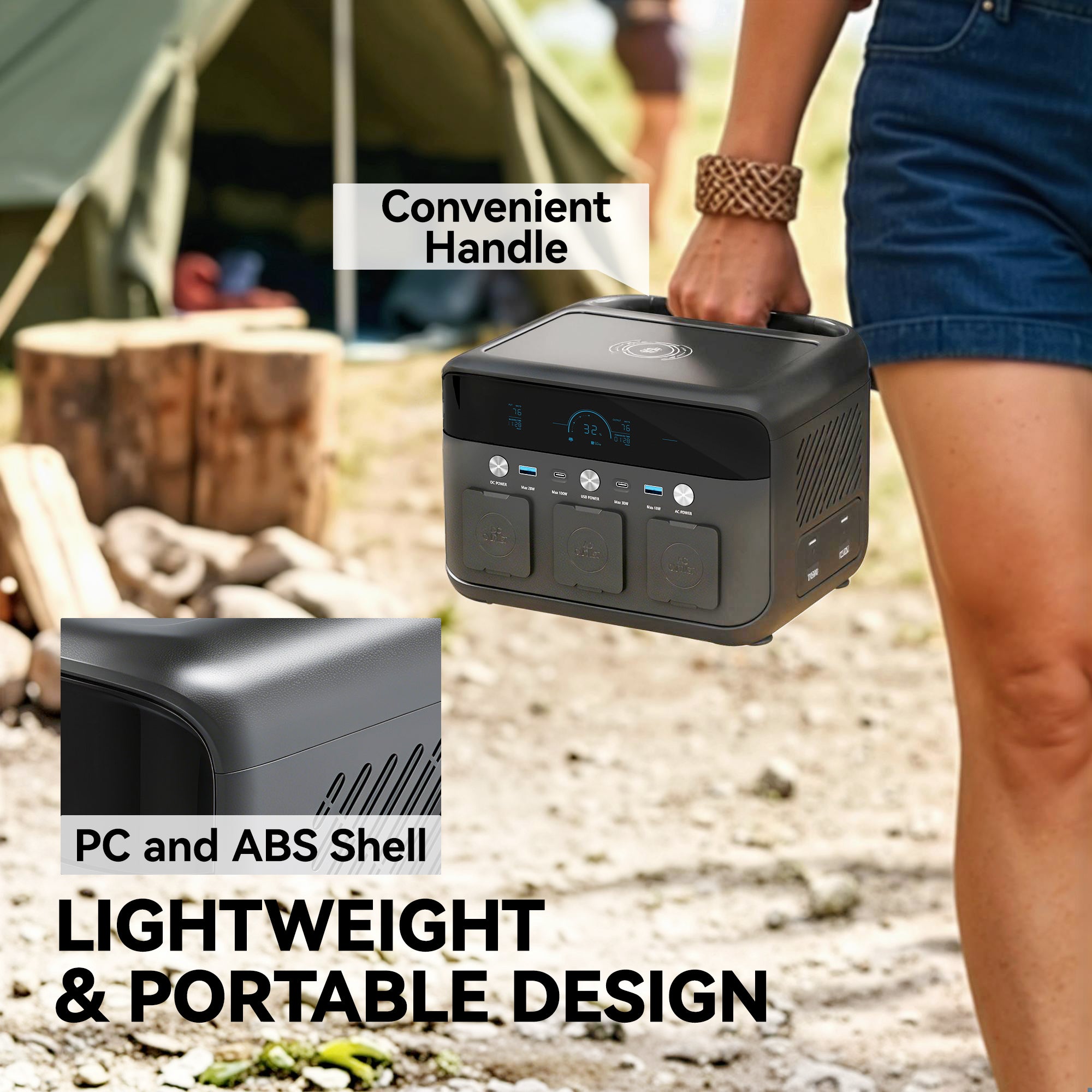 HOMCOM Portable Power Station with LiFePO4 Battery, 1.5H Fast Charge, Camping Power Pack with 600W AC/USB-A & USB-C Output 