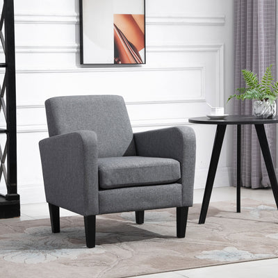 HOMCOM Modern Accent Chair, Occasional Chair with Rubber Wood Legs for Living Room, Bedroom, Grey 