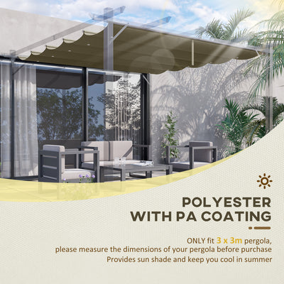 Outsunny Retractable Pergola Shade Cover, Replacement Canopy Fabric for 3 x 3 (m) Pergola, Gazebo Retractable Roof, Tan 