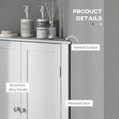 kleankin Triangle Bathroom Cabinet, Corner Bathroom Storage Unit with Adjustable Shelf and Recessed Door, Free Standing, White 