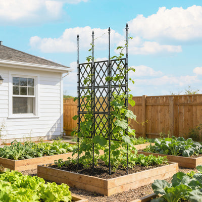 Outsunny Foldable Garden Trellis, Lattice Climbing Support Trellis for Garden, DIY Assembly, 85 x 197 cm, Black 