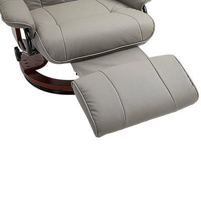 HOMCOM Manual Recliner Chair Armchair Sofa with Faux Leather Upholstered Wooden Base for Living Room Bedroom, Grey 