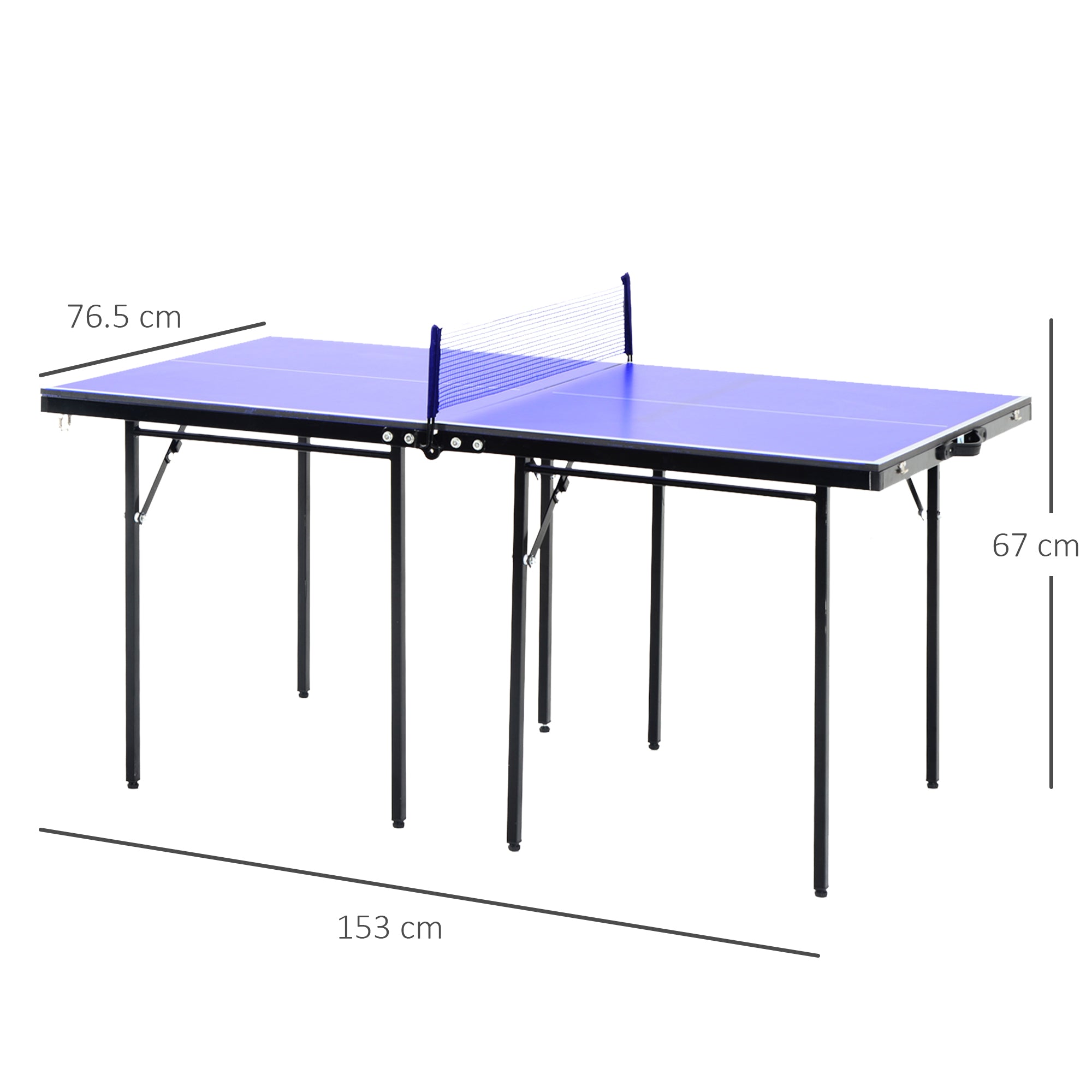 HOMCOM Folding 5ft Mini Compact Table Tennis Top Ping Pong Table Set Professional Net Games Sports Training Play Blue 