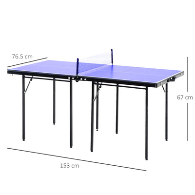 HOMCOM Folding 5ft Mini Compact Table Tennis Top Ping Pong Table Set Professional Net Games Sports Training Play Blue 