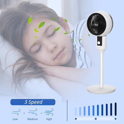 HOMCOM 9'' Air Circulator Fan 3 Speed, 70° Oscillation 90° Vertical Tilt, Carry Handle, Pedestal Fan, Pedestal Fan for Living Room, Bedroom, Office, White and Black 