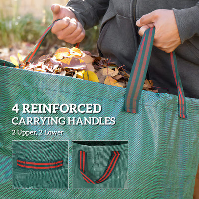 Outsunny Garden Waste Bags, 272L x 3 Heavy Duty Garden Bags, Foldable and Reusable Garden Sacks with Handles for Collecting Garden Waste, Plant waste grass and Leaves, Green 
