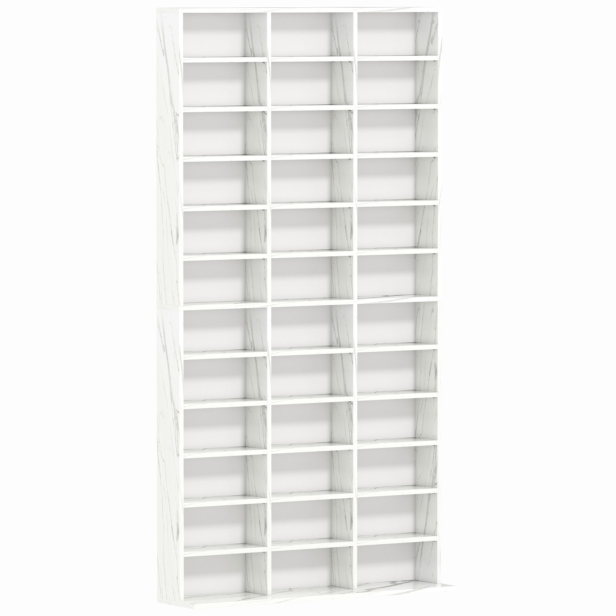 HOMCOM CD Storage Unit with Adjustable Shelves, 102 x 195 cm, Marble Effect