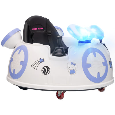 AIYAPLAY Hello Kitty Kids Ride on Bumper Car with Remote Control, Two Joysticks, Music, Lights, Safety Belt, White 