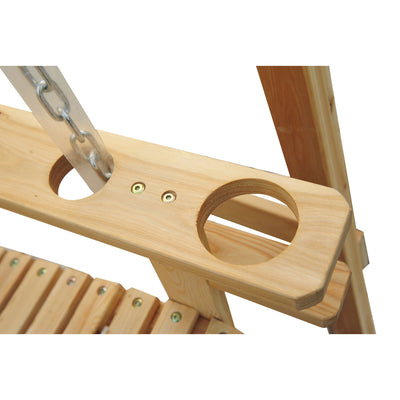 Outsunny 2 Seater Garden Swing Seat Larch Wood Swing Chair Hammock Bench Lounger - Natural 