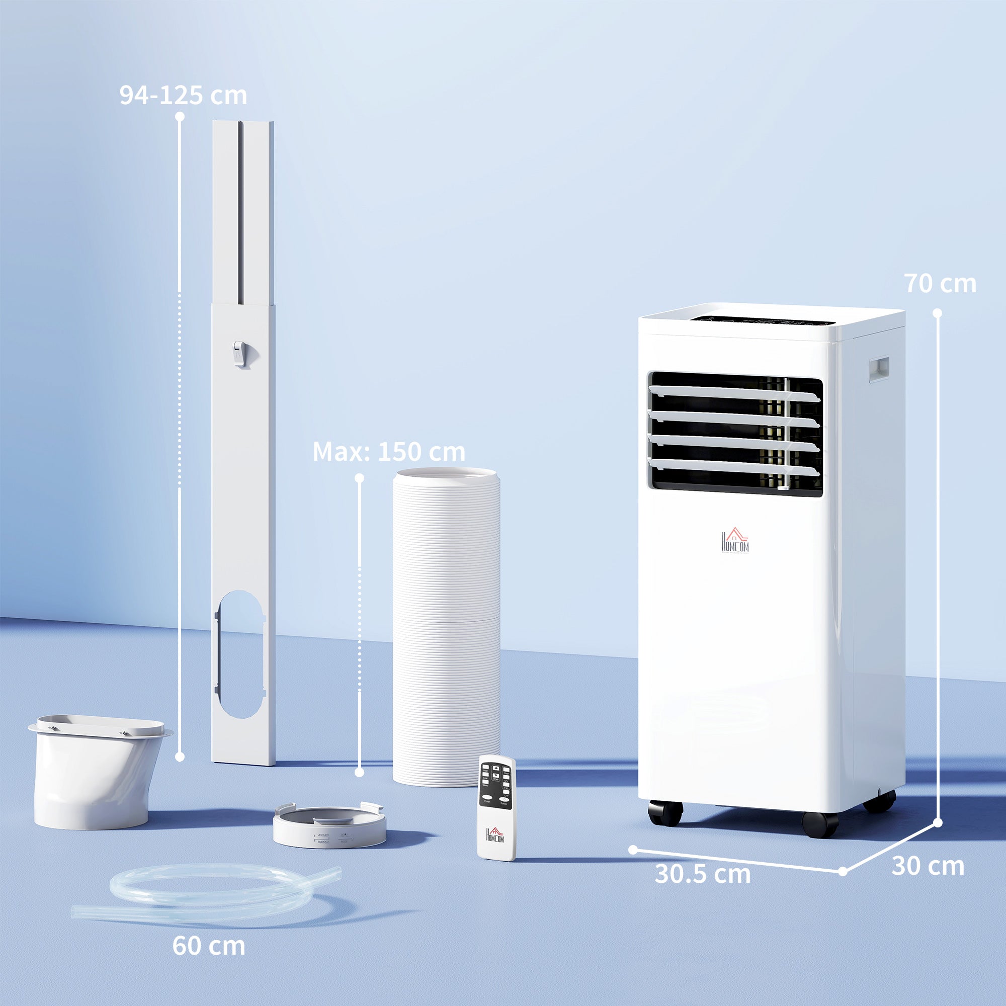 HOMCOM Portable Air Conditioner 9000 BTU, Air Conditioning Unit with Digital Display for Room up to 28㎡ 
