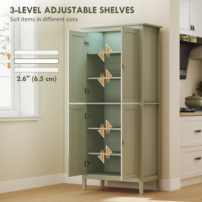 HOMCOM Tall Pantry Cupboard with Motion Sensor LED Light - Green 