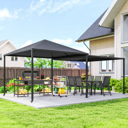 Outsunny 3 x 3 or 3 x 6m Garden Gazebo with Extendable Awning and Wheels, UPF30+ Outdoor Metal Gazebo Canopy Shelter for BBQ, Event, Party 