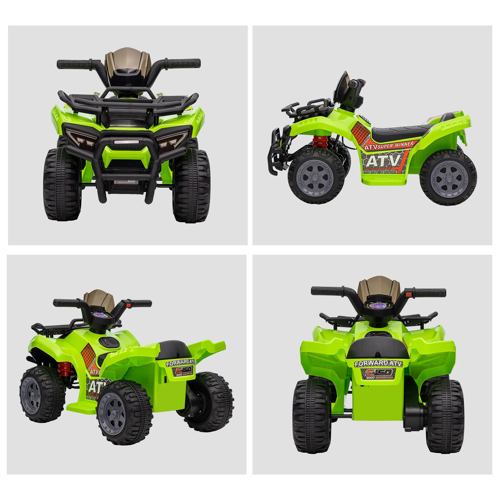 HOMCOM 6V Kids Electric Ride on Car Toddlers Quad Bike All Terrain Vehicle Toy With Music for 18-36 months Green 