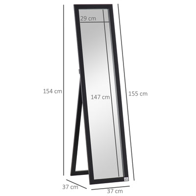 HOMCOM Full Length Mirror for Bedroom, Free Standing Dressing Mirror, Wall Mirror for Living Room, 37 x 154 cm, Black 