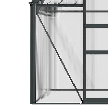 Outsunny 6 x 6ft Polycarbonate Greenhouse, Large Walk-In Green House with Slide Door and Window, Garden Plants Grow House with Aluminium Frame and Foundation, Grey 