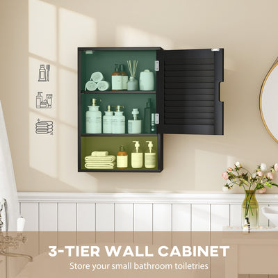 HOMCOM Bathroom Cabinet, Wall Mounted Storage Cabinet with Adjustable Shelves, 40 x 20 x 60 cm, Black 