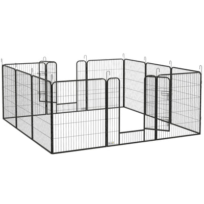PawHut 12 Panels Heavy Duty Puppy Playpen, for Small Dogs, Indoor and Outdoor Use - Silver 