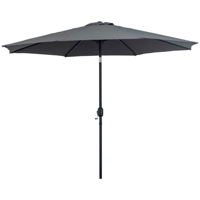 Outsunny 3(m) Tilting Parasol Garden Umbrellas, Outdoor Sun Shade with 8 Ribs, Tilt and Crank Handle for Balcony, Bench, Garden, Dark Grey 