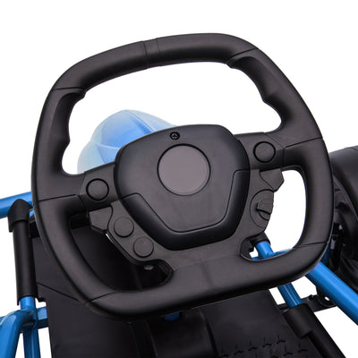 HOMCOM 24V Drift Kart, Electric Ride-On Racing Go Kart w/ 2 Speeds, Steering Wheel, Pedals for Kids Aged 8-12, Blue 