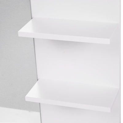 kleankin Modern Bathroom Mirror, Wall-mounted Vanity Mirror with 3 Tiers Storage Shelves for Make Up, White 