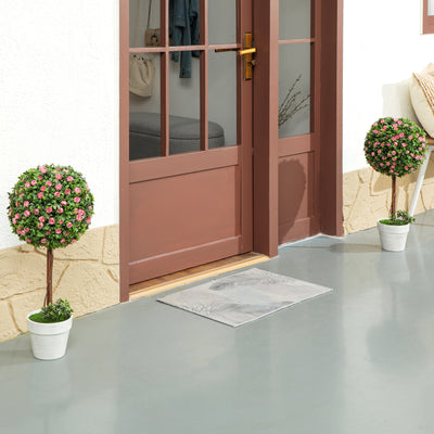 HOMCOM Set of 2 Decorative Artificial Plants, Ball Topiary Tree with Rose Flower in Pot, Fake Plants for Home Indoor Outdoor Decor, 60cm, Pink 