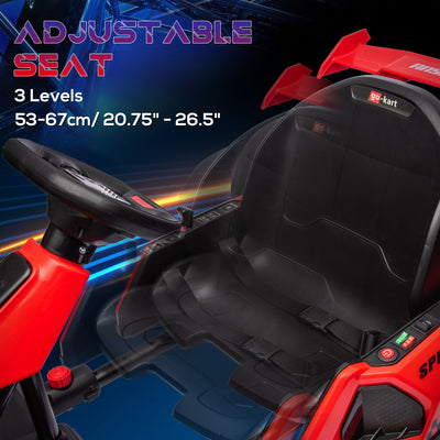 HOMCOM 24V Electric Go Kart for Kids with Adjustable Seat for 6-12 Years, Red 