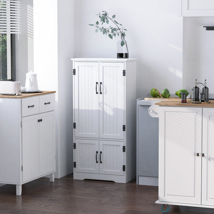 HOMCOM Accent Floor Storage Cabinet Kitchen Cupboard with Adjustable Shelves and 2 Lower Doors, White 