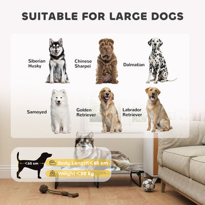 PawHut Portable Raised Dog Bed, Elevated Pet Cot with Breathable Mesh for Indoor Outdoor, for Large Dogs, Light Grey 