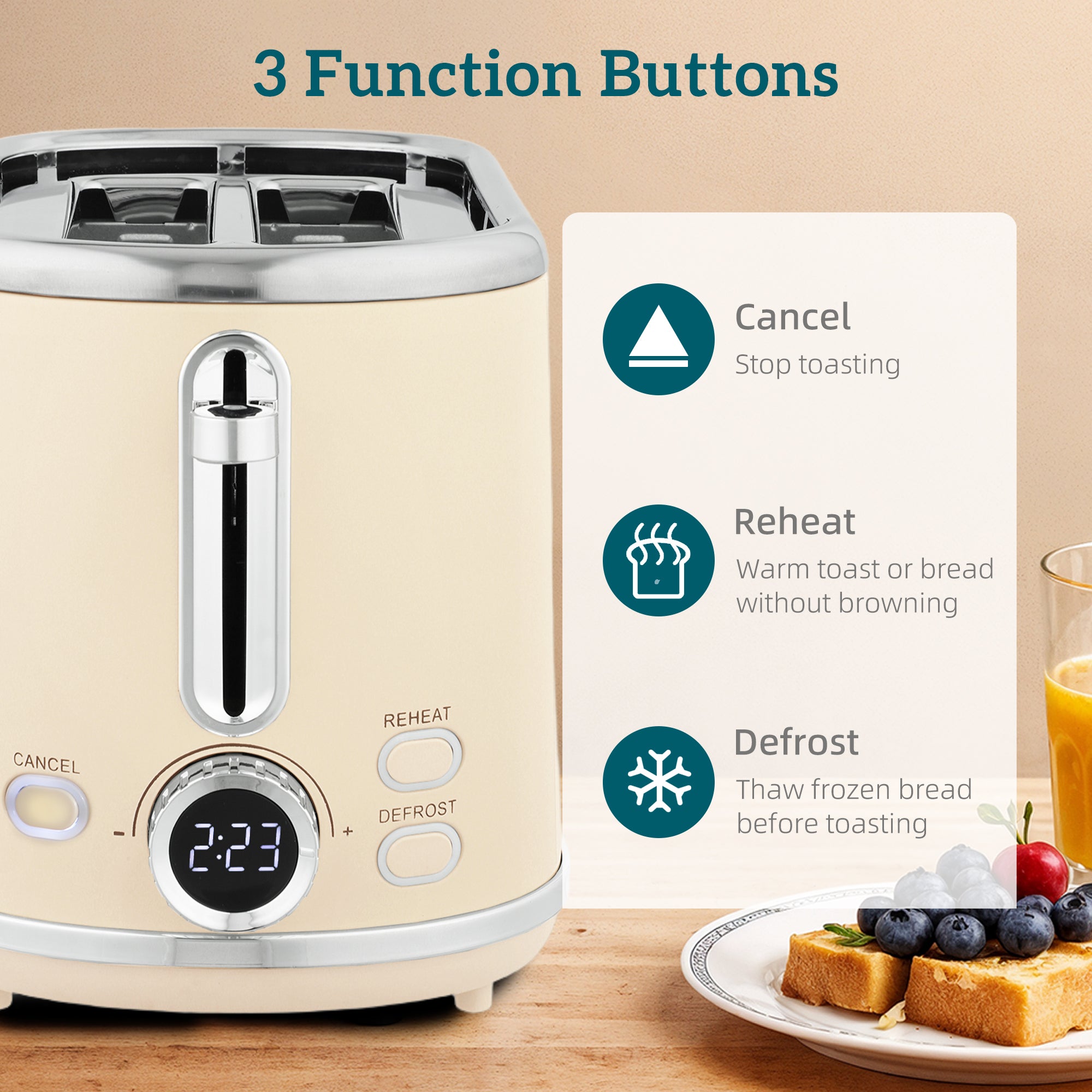 HOMCOM Polished Retro 40-100°C Kettle and Toaster Set - Cream 