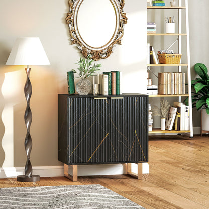 HOMCOM Elegant Storage Sideboard - Black/Gold-Tone 
