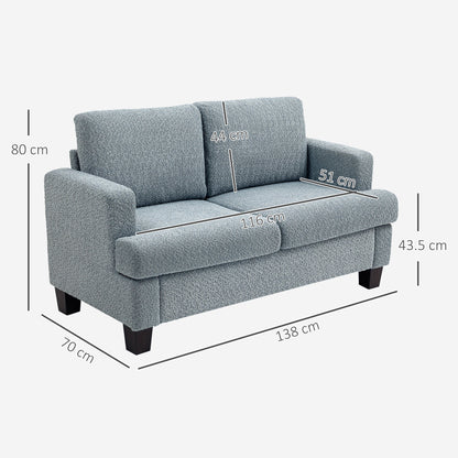 HOMCOM 2 Seater Sofa, Loveseat Sofa with Removable Back Cushions, Chenille Fabric Small Couch Settee with S-springs for Living Room, Bedroom, Home Office, Light Grey 