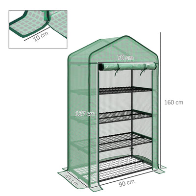 Outsunny Four-Tier Mini Greenhouse, with Reinforced Plastic Cover 