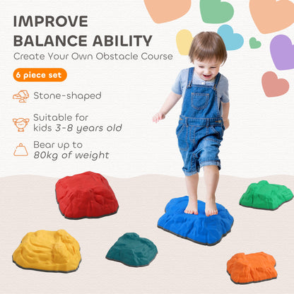 AIYAPLAY Balance Stepping Stones for Kids with Non-slip Bottom, Indoor Outdoor Obstacle Course for Ages 3-8 Years, Multicoloured 