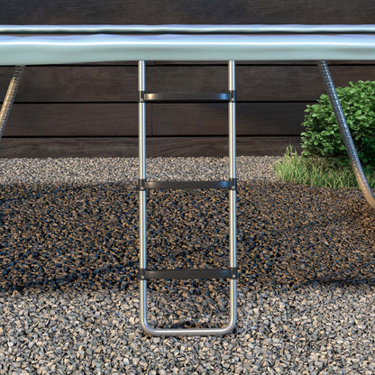 SPORTNOW Galvanised Steel Trampoline Ladder, 2 Steps/3 Steps Outdoor Trampoline Accessories for 6ft, 8ft, 10ft, 12ft, 13ft, 14ft, 16ft Trampoline, 97L x 32Wcm, Silver Tone 