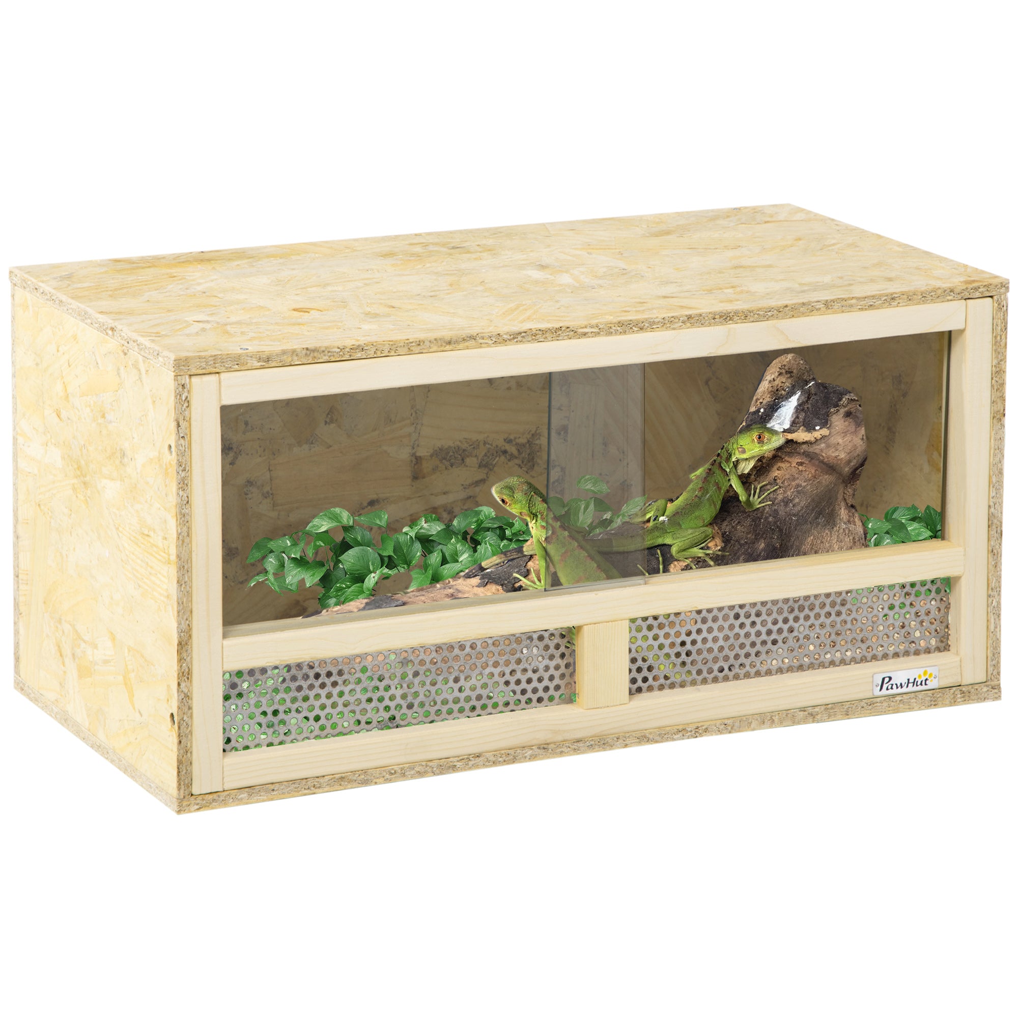 PawHut Reptile Terrarium Vivarium Habitat w/ Transparent Sliding Doors, Breathable Mesh, for Lizards, Horned Frogs, Snakes and Chameleons, 60 x 29.5 x 29.5cm 