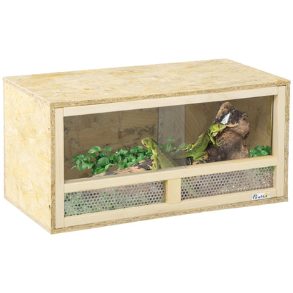 PawHut Reptile Terrarium Vivarium Habitat w/ Transparent Sliding Doors, Breathable Mesh, for Lizards, Horned Frogs, Snakes and Chameleons, 60 x 29.5 x 29.5cm 